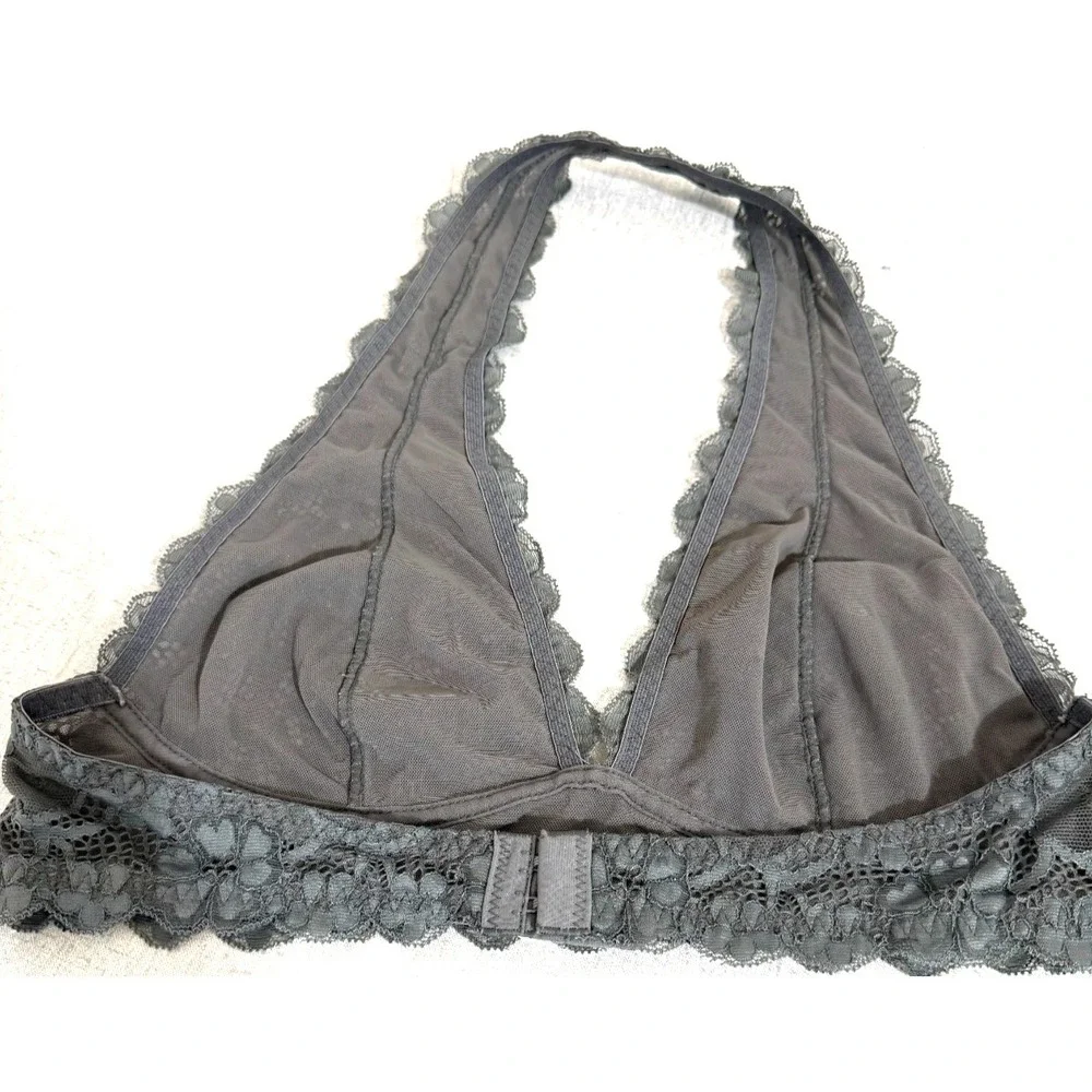 Free People Intimately Free Women's Size Medium Gray Lace Halter Bralette